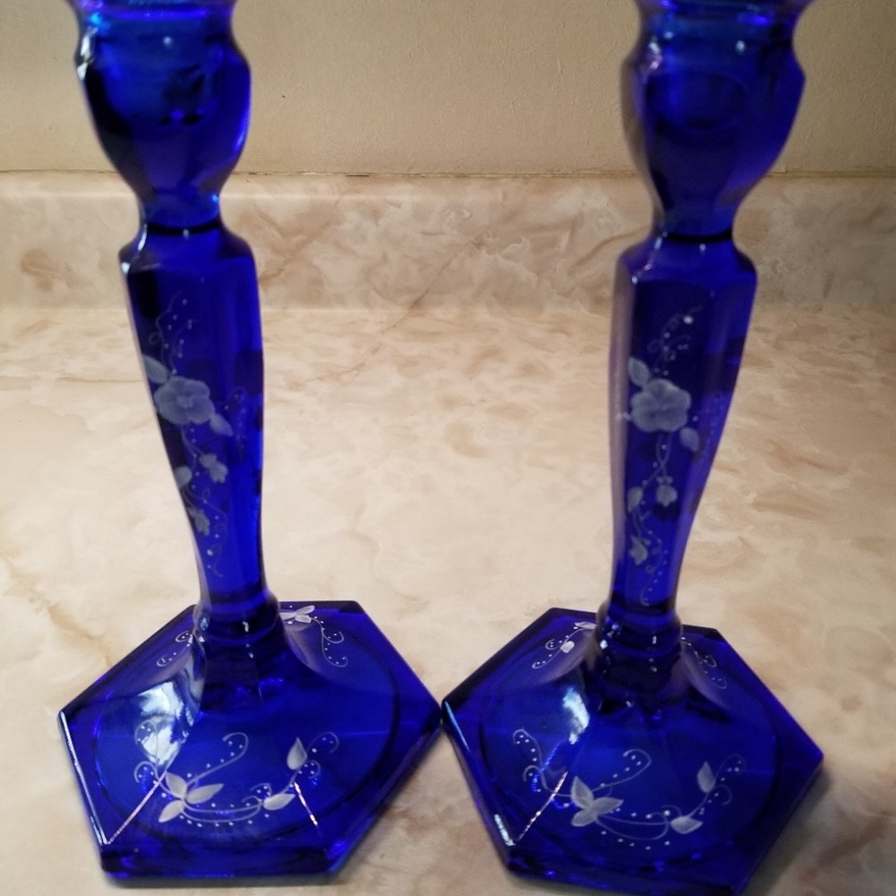 Fenton Cobalt Blue Candlesticks